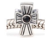 Babao Jewelry Sparkling Cross Black Czech Crystal Soild Authentic 925 Sterling Silver Bead Fits Pandora Style European Charm Bracelets