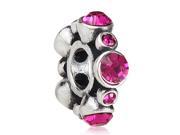 Babao Jewelry Sparkling Peony Fuchsia Czech Crystal Soild Authentic 925 Sterling Silver Bead Fits Pandora Style European Charm Bracelets