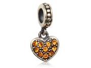 Babao Jewelry Golden Shadow Love Heart Czech Crystal 925 Sterling Silver Dangle Bead Fits Pandora Europen Style Charm Bracelets