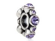 Babao Jewelry Sparkling Peony Purple Czech Crystal Soild Authentic 925 Sterling Silver Bead Fits Pandora Style European Charm Bracelets