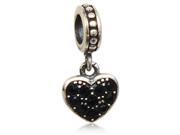 Babao Jewelry Black Love Heart Czech Crystal 925 Sterling Silver Dangle Bead Fits Pandora Europen Style Charm Bracelets