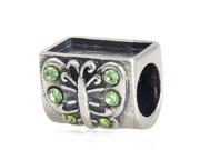 Babao Jewelry Sparkling Butterfly Green Czech Crystal Soild Authentic 925 Sterling Silver Bead Fits Pandora Style European Charm Bracelets