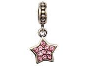 Babao Jewelry Pink Lucky Star Czech Crystal 925 Sterling Silver Dangle Bead Fits Pandora Europen Style Charm Bracelets