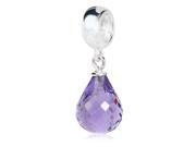 Babao Jewelry Purple 925 Sterling Silver Faceted Crystal Dangle Bead Fits Pandora Europen Style Charm Bracelets