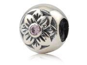 Babao Jewelry Sparkling Gergeous Flower Pink Czech Crystal Soild Authentic 925 Sterling Silver Bead Fits Pandora Style European Charm Bracelets