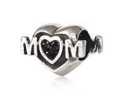 Babao Jewelry Sparkling Heart MOM Black Czech Crystal Soild Authentic 925 Sterling Silver Bead Fits Pandora Style European Charm Bracelets