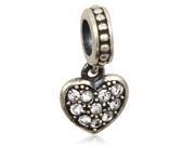 Babao Jewelry White Love Heart Czech Crystal 925 Sterling Silver Dangle Bead Fits Pandora Europen Style Charm Bracelets