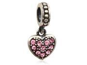 Babao Jewelry Pink Love Heart Czech Crystal 925 Sterling Silver Dangle Bead Fits Pandora Europen Style Charm Bracelets