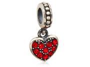 Babao Jewelry Red Love Heart Czech Crystal 925 Sterling Silver Dangle Bead Fits Pandora Europen Style Charm Bracelets