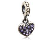 Babao Jewelry Purple Love Heart Czech Crystal 925 Sterling Silver Dangle Bead Fits Pandora Europen Style Charm Bracelets