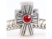 Babao Jewelry Sparkling Cross Red Czech Crystal Soild Authentic 925 Sterling Silver Bead Fits Pandora Style European Charm Bracelets