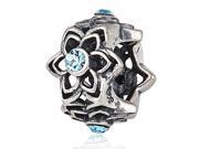 Babao Jewelry Sparkling Special Flower Light Blue Czech Crystal Soild Authentic 925 Sterling Silver Bead Fits Pandora Style European Charm Bracelets