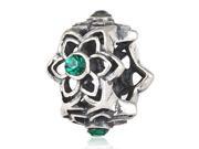 Babao Jewelry Sparkling Special Flower Green Czech Crystal Soild Authentic 925 Sterling Silver Bead Fits Pandora Style European Charm Bracelets