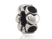 Babao Jewelry Sparkling Heart Black Czech Crystal Soild Authentic 925 Sterling Silver Bead Fits Pandora Style European Charm Bracelets