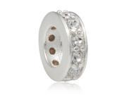 Babao Jewelry Sparkling White Czech Crystal Soild Authentic 925 Sterling Silver Spacer Bead Fits Pandora European Charm Bracelets