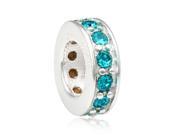Babao Jewelry Sparkling Turquoise Czech Crystal Soild Authentic 925 Sterling Silver Spacer Bead Fits Pandora European Charm Bracelets