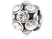 Babao Jewelry Sparkling Circle White Czech Crystal Soild Authentic 925 Sterling Silver Bead Fits Pandora European Charm Bracelets
