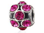 Babao Jewelry Sparkling Circle Fuchsia Czech Crystal Soild Authentic 925 Sterling Silver Bead Fits Pandora European Charm Bracelets