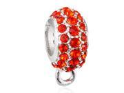 Babao Jewelry Sparkling Three Row Orange Czech Crystal Soild Authentic 925 Sterling Silver Bead Fits Pandora Style European Charm Bracelets