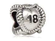 Babao Jewelry Heart Number 18 Soild Authentic 925 Sterling Silver Bead Fits Pandora Style European Charm Bracelets