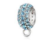 Babao Jewelry Sparkling Three Row Light Blue Czech Crystal Soild Authentic 925 Sterling Silver Bead Fits Pandora Style European Charm Bracelets