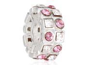 Babao Jewelry Sparkling Double White Pink Czech Crystal Soild Authentic 925 Sterling Silver Bead Fits Pandora Style European Charm Bracelets