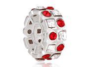 Babao Jewelry Sparkling Double White Red Czech Crystal Soild Authentic 925 Sterling Silver Bead Fits Pandora Style European Charm Bracelets