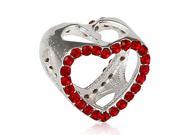 Babao Jewelry Sparkling Hollow Heart Red Czech Crystal Soild Authentic 925 Sterling Silver Bead Fits Pandora Style European Charm Bracelets