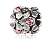 Babao Jewelry Sparkling Various Flower Pink Czech Crystal Soild Authentic 925 Sterling Silver Bead Fits Pandora Style European Charm Bracelets