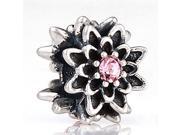 Babao Jewelry Sparkling Pine Flower Pink Czech Crystal Soild Authentic 925 Sterling Silver Bead Fits Pandora Style European Charm Bracelets