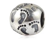 Babao Jewelry Vintage Footprint Soild Authentic 925 Sterling Silver Bead Fits Pandora Style European Charm Bracelets