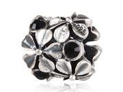 Babao Jewelry Sparkling Various Flower Black Czech Crystal Soild Authentic 925 Sterling Silver Bead Fits Pandora Style European Charm Bracelets