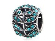 Babao Jewelry Sparkling Leaves Turquoise Czech Crystal Soild Authentic 925 Sterling Silver Bead Fits Pandora Style European Charm Bracelets
