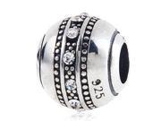 Babao Jewelry Sparkling One Round White Czech Crystal Soild Authentic 925 Sterling Silver Bead Fits Pandora Style European Charm Bracelets