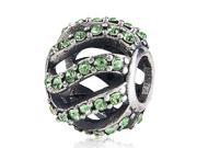 Babao Jewelry Sparkling Squiggly Powder Green Lines Czech Crystal Soild Authentic 925 Sterling Silver Bead Fits Pandora Style European Charm Bracelets