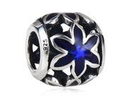 Babao Jewelry Blue Flower Soild Authentic 925 Sterling Silver Bead Fits Pandora Style European Charm Bracelets