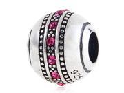 Babao Jewelry Sparkling One Round Rose Czech Crystal Soild Authentic 925 Sterling Silver Bead Fits Pandora Style European Charm Bracelets