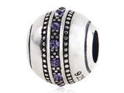 Babao Jewelry Sparkling One Round Purple Czech Crystal Soild Authentic 925 Sterling Silver Bead Fits Pandora Style European Charm Bracelets