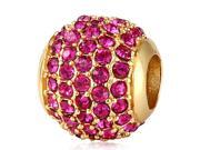 Babao Jewelry Huge Round Fuchsia Czech Crystal Soild Authentic 18K Gold Plated With 925 Sterling Silver Bead Fits Pandora Style European Charm Bracelet Babao Jewelry Huge Round Fuchsia Czech Crystal Soild Authentic 18K Gold Plated With 925 Sterling Silver Bead Fits Pandora Style European Charm Bracelet