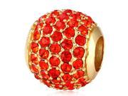 Babao Jewelry Huge Round Orange Czech Crystal Soild Authentic 18K Gold Plated With 925 Sterling Silver Bead Fits Pandora Style European Charm Bracelet