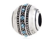 Babao Jewelry Sparkling One Round Light Blue Czech Crystal Soild Authentic 925 Sterling Silver Bead Fits Pandora Style European Charm Bracelets