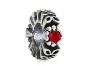 Babao Jewelry Sparkling Leaves And Flower Red Czech Crystal Soild Authentic 925 Sterling Silver Bead Fits Pandora Style European Charm Bracelets