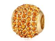 Babao Jewelry Huge Round Golden Shadow Czech Crystal Soild Authentic 18K Gold Plated With 925 Sterling Silver Bead Fits Pandora Style European Charm Bracelet