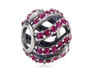 Babao Jewelry Sparkling Squiggly Fuchsia Lines Czech Crystal Soild Authentic 925 Sterling Silver Bead Fits Pandora Style European Charm Bracelets