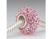 Babao Jewelry Pink CZ Crystals Bead with 925 Sterling Silver Single Core Fits Pandora European Charm Bracelet