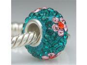 Babao Jewelry Turquoise Pink Orange Flower CZ Crystals Bead with 925 Sterling Silver Single Core Fits Pandora European Charm Bracelet