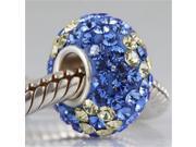 Babao Jewelry Blue Yellow Flower CZ Crystals Bead with 925 Sterling Silver Single Core Fits Pandora European Charm Bracelet