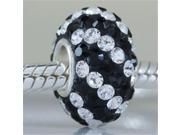 Babao Jewelry Black White CZ Crystals Bead with 925 Sterling Silver Single Core Fits Pandora European Charm Bracelet