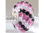 Babao Jewelry Black Pink White CZ Crystals Bead with 925 Sterling Silver Single Core Fits Pandora European Charm Bracelet