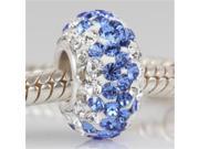 Babao Jewelry Blue White CZ Crystals Bead with 925 Sterling Silver Single Core Fits Pandora European Charm Bracelet